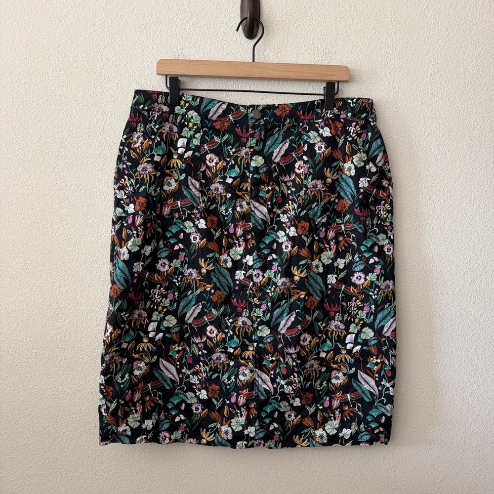 CHRISTOPHER & BANKS Womens Floral Skirt Size 14 Whimsical Dark Cottagecore Boho